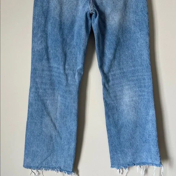 ZARA High-Rise Wide-Leg Jeans Vintage Wash Distressed Raw Hem Size 6 - Picture 9 of 11